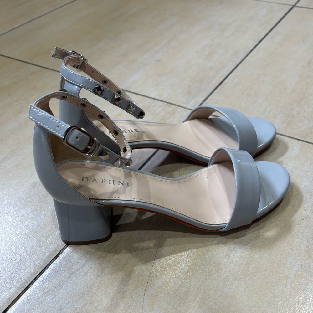 Light Blue Block Heel with Studs